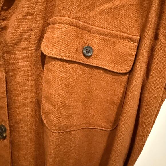 Old Navy Brown Waist-Defined Linen-Blend Tie-Belt Shirt Dress Size Small Casual - Picture 4 of 7